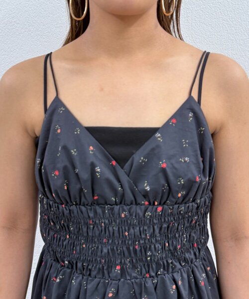 LOUNGEDRESS（ラウンジドレス）の「【PUFRILL/パフリル】《低身長向けサイズ》キャミワンピース（ワンピース・レディース・オフホワイト/ブラック/ブラック系その他・SMALL）」の14枚目の写真