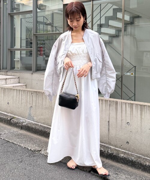 LOUNGEDRESS（ラウンジドレス）の「【PUFRILL/パフリル】《低身長向けサイズ》キャミワンピース（ワンピース・レディース・オフホワイト/ブラック/ブラック系その他・SMALL）」の4枚目の写真