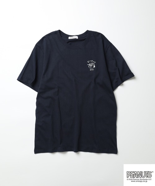 PEANUTS（ピーナッツ）の「PEANUTS　帆前掛け風オラフ柄プリント天竺Tシャツ 半袖（Tシャツ/カットソー・レディース・ネイビー/オフホワイト・LL/L/M）」の4枚目の写真