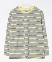 RiNc（リンク）の「【 BARELY BLUE / ベアリーブルー 】 ニュアンスボーダー 配色 ルーズカットソー / ロンT（Tシャツ/カットソー）」