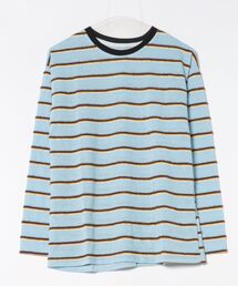 RiNc（リンク）の「【 BARELY BLUE / ベアリーブルー 】 ニュアンスボーダー 配色 ルーズカットソー / ロンT（Tシャツ/カットソー）」