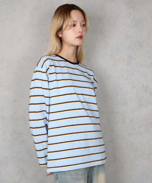 BARELY BLUE(ベアリーブルー)の「【 BARELY BLUE / ベアリーブルー 】 ニュアンスボーダー 配色 ルーズカットソー / ロンT(Tシャツ/カットソー・レディース・グレー/ブルー/アイボリー・FREE)」の10枚目の写真
