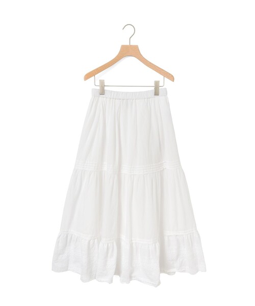 MidiUmi（ミディウミ）の「MidiUmi ヘムレースティアードスカート（スカート・レディース・オフホワイト/ブラック・FREE）」の3枚目の写真
