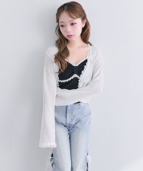 OLIVE des OLIVE(オリーブデオリーブ)の「リボンカップ付きキャミ(キャミソール・レディース・ブラック/ピンク/オフホワイト・FREE)」の8枚目の写真