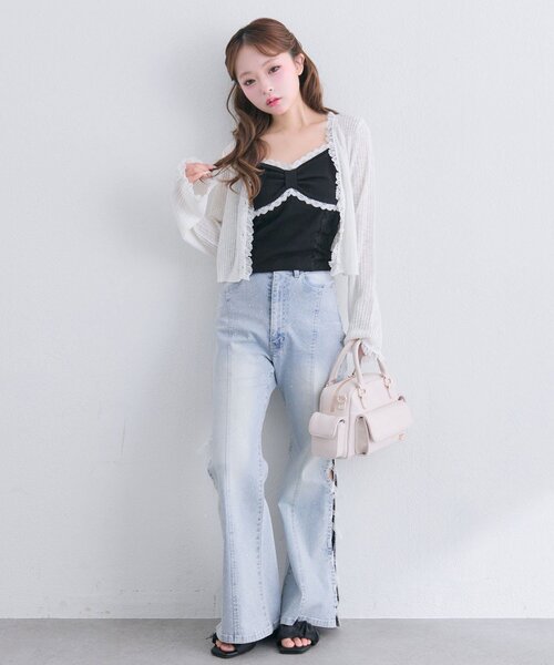 OLIVE des OLIVE(オリーブデオリーブ)の「リボンカップ付きキャミ(キャミソール・レディース・ブラック/ピンク/オフホワイト・FREE)」の7枚目の写真