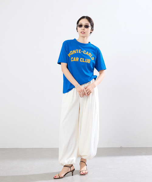 IENA(イエナ)の「BLACK フロッキーロゴプリントTシャツ(Tシャツ/カットソー・レディース・イエロー/ブルー・FREE)」の3枚目の写真