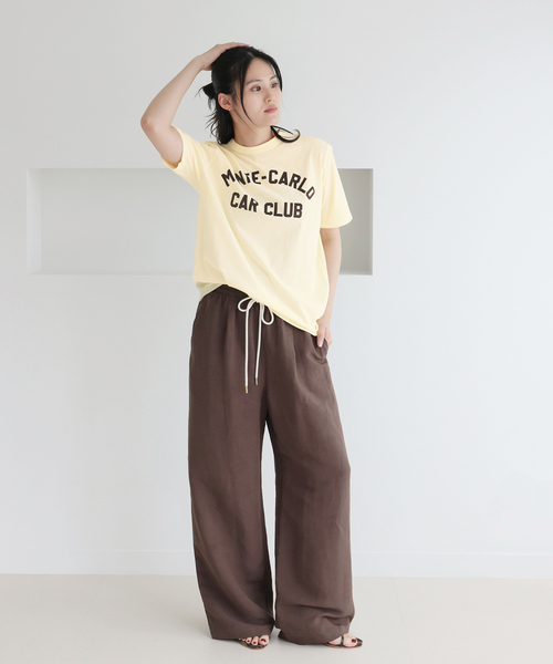 IENA(イエナ)の「BLACK フロッキーロゴプリントTシャツ(Tシャツ/カットソー・レディース・イエロー/ブルー・FREE)」の4枚目の写真