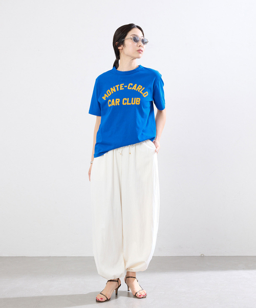 IENA(イエナ)の「BLACK フロッキーロゴプリントTシャツ(Tシャツ/カットソー・レディース・イエロー/ブルー・FREE)」の9枚目の写真