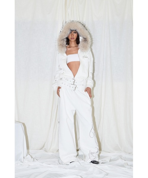EYEER（イワイイアル）の「BELTED FUR HOODIE ZIP-UP（パーカー・レディース・ブラック/ホワイト・SMALL/MEDIUM）」の15枚目の写真