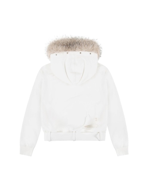 EYEER（イワイイアル）の「BELTED FUR HOODIE ZIP-UP（パーカー・レディース・ブラック/ホワイト・SMALL/MEDIUM）」の5枚目の写真