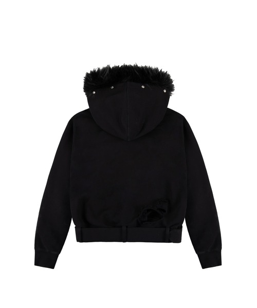 EYEER（イワイイアル）の「BELTED FUR HOODIE ZIP-UP（パーカー・レディース・ブラック/ホワイト・SMALL/MEDIUM）」の17枚目の写真