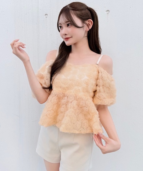 NOMAE（ノーマエ）の「3wayローズペプラムチュニック（シャツ/ブラウス・レディース・ブラック/アイボリー/ピンク/オレンジ・FREE）」の4枚目の写真