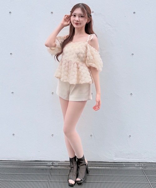 NOMAE（ノーマエ）の「3wayローズペプラムチュニック（シャツ/ブラウス・レディース・ブラック/アイボリー/ピンク/オレンジ・FREE）」の9枚目の写真