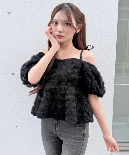 NOMAE（ノーマエ）の「3wayローズペプラムチュニック（シャツ/ブラウス・レディース・ブラック/アイボリー/ピンク/オレンジ・FREE）」の21枚目の写真