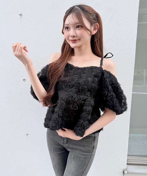 NOMAE（ノーマエ）の「3wayローズペプラムチュニック（シャツ/ブラウス・レディース・ブラック/アイボリー/ピンク/オレンジ・FREE）」の22枚目の写真