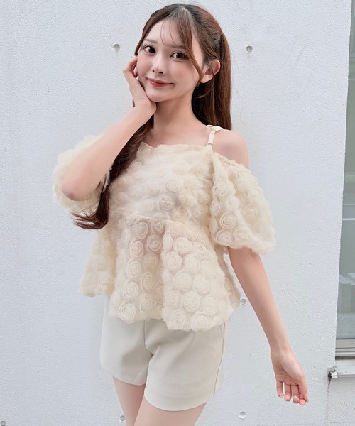 NOMAE（ノーマエ）の「3wayローズペプラムチュニック（シャツ/ブラウス・レディース・ブラック/アイボリー/ピンク/オレンジ・FREE）」の7枚目の写真
