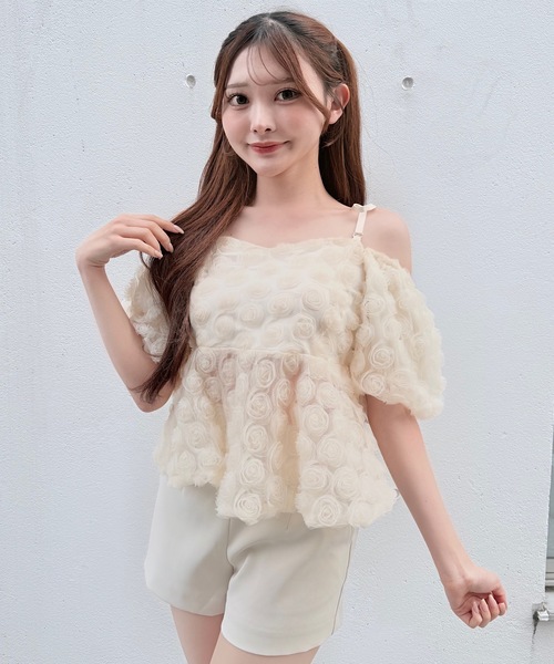 NOMAE（ノーマエ）の「3wayローズペプラムチュニック（シャツ/ブラウス・レディース・ブラック/アイボリー/ピンク/オレンジ・FREE）」の5枚目の写真