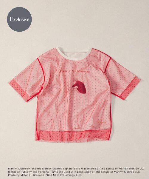 SENSE OF PLACE by URBAN RESEARCH(センスオブプレイスバイアーバンリサーチ)の「『別注』MARILYNMONROE×SENSE OF PLACE チュールグラフィックTシャツ(Tシャツ/カットソー・レディース・オフホワイト/ブラック/レッド・ONE)」の3枚目の写真