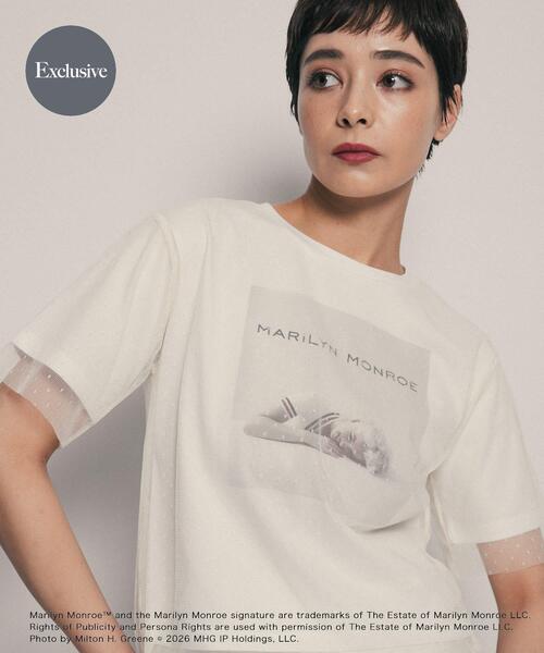SENSE OF PLACE by URBAN RESEARCH(センスオブプレイスバイアーバンリサーチ)の「『別注』MARILYNMONROE×SENSE OF PLACE チュールグラフィックTシャツ(Tシャツ/カットソー・レディース・オフホワイト/ブラック/レッド・ONE)」の2枚目の写真