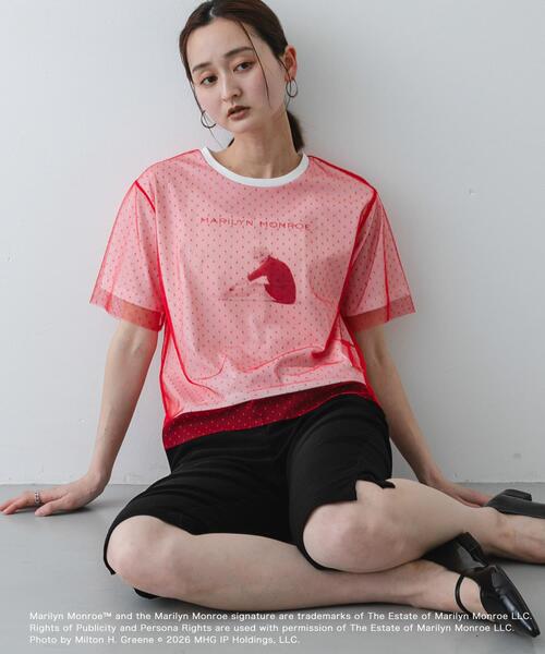 SENSE OF PLACE by URBAN RESEARCH(センスオブプレイスバイアーバンリサーチ)の「『別注』MARILYNMONROE×SENSE OF PLACE チュールグラフィックTシャツ(Tシャツ/カットソー・レディース・オフホワイト/ブラック/レッド・ONE)」の16枚目の写真