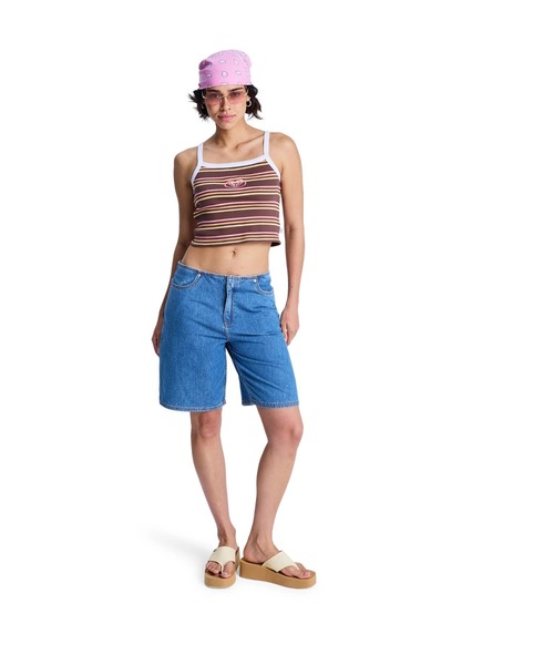 ROXY（ロキシー）の「ROXY WHATEVER FOREVER CROPPED CAMI キャミタンク【2026年春夏モデル】/ロキシーボーダーキャミタンク（キャミソール・レディース・ブラウン・MEDIUM/SMALL）」の3枚目の写真