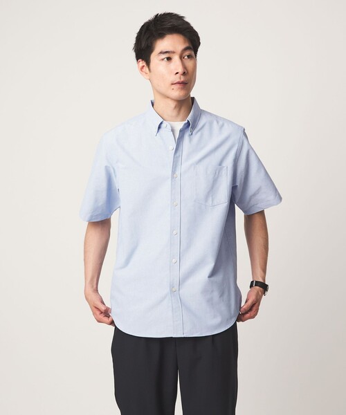 green label relaxing(グリーンレーベルリラクシング)の「【WEB限定】JUST fit オックスフォード ボタンダウン 半袖 シャツ(シャツ/ブラウス・メンズ・ホワイト/ブラック/その他1/ライトブルー・M/S/L/XL)」の4枚目の写真