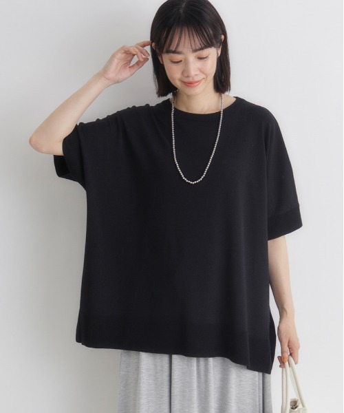 Right-on(ライトオン)の「HONEYSUCKLE ROSE(ハニーサックルローズ)ハーフスリーブニット(ニット/セーター・レディース・ブラウン/ブラック/オフホワイト/レッド・M/L/S)」の3枚目の写真