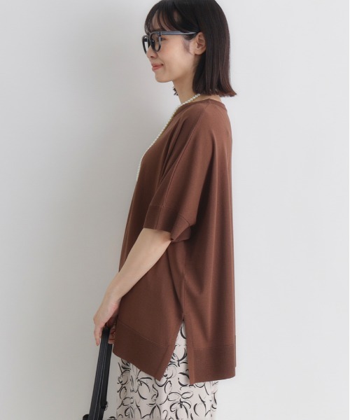 Right-on(ライトオン)の「HONEYSUCKLE ROSE(ハニーサックルローズ)ハーフスリーブニット(ニット/セーター・レディース・ブラウン/ブラック/オフホワイト/レッド・M/L/S)」の6枚目の写真