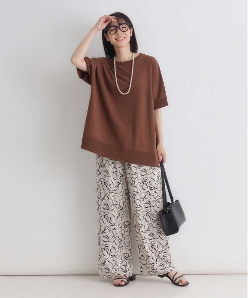 Right-on(ライトオン)の「HONEYSUCKLE ROSE(ハニーサックルローズ)ハーフスリーブニット(ニット/セーター・レディース・ブラウン/ブラック/オフホワイト/レッド・M/L/S)」の8枚目の写真