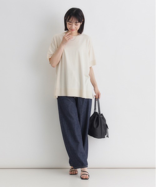 Right-on(ライトオン)の「HONEYSUCKLE ROSE(ハニーサックルローズ)ハーフスリーブニット(ニット/セーター・レディース・ブラウン/ブラック/オフホワイト/レッド・M/L/S)」の12枚目の写真