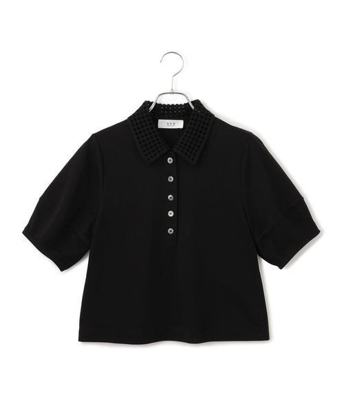 ADAM ET ROPE'(アダムエロペ)の「【WEB限定】・【サステナブル】メッシュ襟ポロシャツ(ポロシャツ・レディース・ブラック/ダークブラウン・FREE)」の20枚目の写真