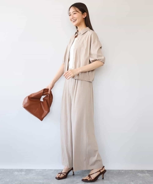 MK MICHEL KLEIN（エムケーミッシェルクラン）の「[接触冷感/洗える]リラクシーワイドパンツ（スラックス・レディース・グリーン/ベージュ/ネイビー・38）」の21枚目の写真