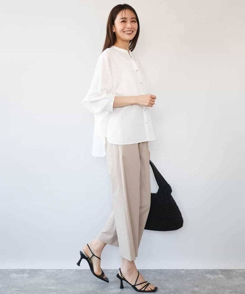 MK MICHEL KLEIN（エムケーミッシェルクラン）の「[接触冷感/洗える]リラクシーワイドパンツ（スラックス・レディース・グリーン/ベージュ/ネイビー・38）」の18枚目の写真