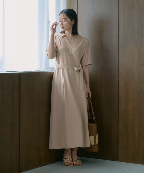 Andemiu（アンデミュウ）の「スキッパーシャツワンピース685204（ワンピース・レディース・ネイビー/ライトベージュ/ライトカーキ・FREE）」の13枚目の写真