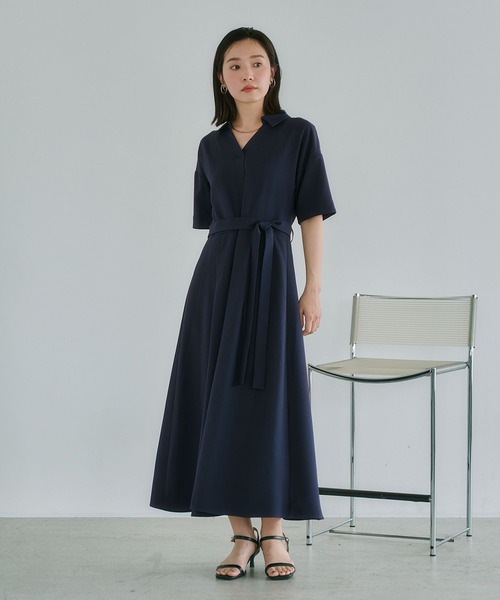 Andemiu（アンデミュウ）の「スキッパーシャツワンピース685204（ワンピース・レディース・ネイビー/ライトベージュ/ライトカーキ・FREE）」の21枚目の写真