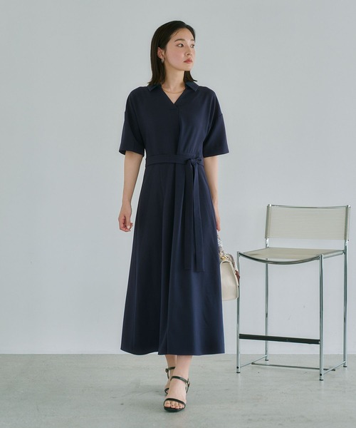 Andemiu（アンデミュウ）の「スキッパーシャツワンピース685204（ワンピース・レディース・ネイビー/ライトベージュ/ライトカーキ・FREE）」の22枚目の写真