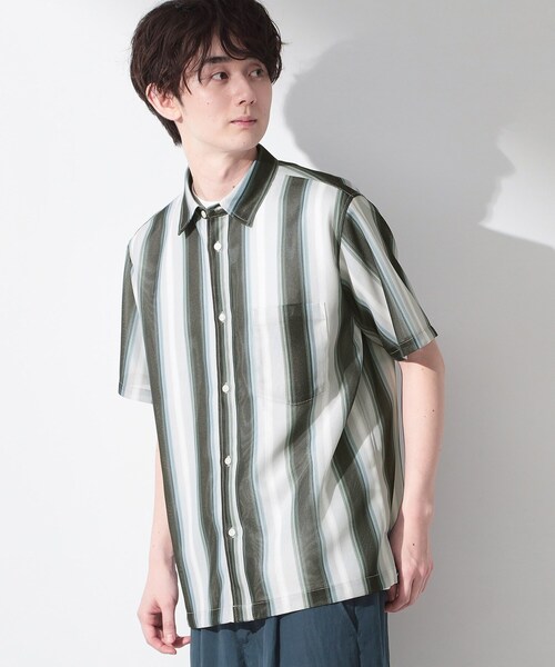 THE SHOP TK （ザ ショップ ティーケー ）の「メッシュ ストライプ半袖シャツ 洗濯機OK／通気性◎（シャツ/ブラウス・メンズ・ベージュ系その他5/ブラック系2/ブルー系その他4・04/03/02）」の4枚目の写真