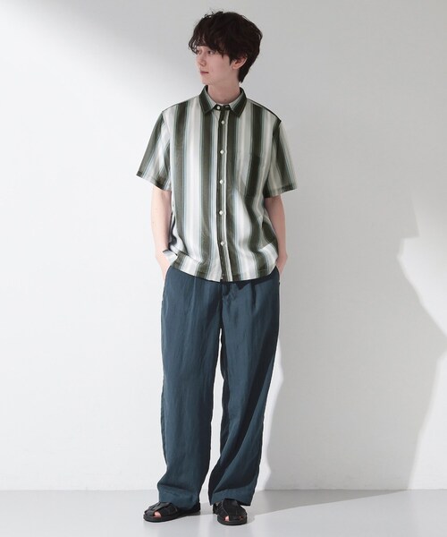 THE SHOP TK （ザ ショップ ティーケー ）の「メッシュ ストライプ半袖シャツ 洗濯機OK／通気性◎（シャツ/ブラウス・メンズ・ベージュ系その他5/ブラック系2/ブルー系その他4・04/03/02）」の5枚目の写真