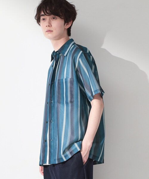 THE SHOP TK （ザ ショップ ティーケー ）の「メッシュ ストライプ半袖シャツ 洗濯機OK／通気性◎（シャツ/ブラウス・メンズ・ベージュ系その他5/ブラック系2/ブルー系その他4・04/03/02）」の12枚目の写真