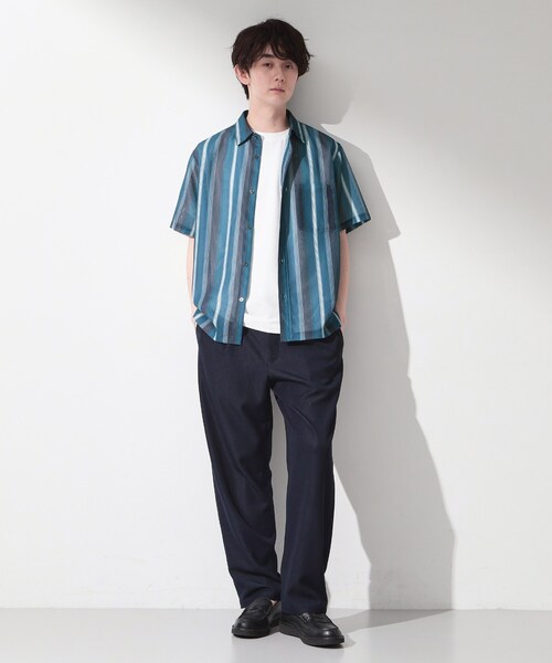 THE SHOP TK （ザ ショップ ティーケー ）の「メッシュ ストライプ半袖シャツ 洗濯機OK／通気性◎（シャツ/ブラウス・メンズ・ベージュ系その他5/ブラック系2/ブルー系その他4・04/03/02）」の14枚目の写真