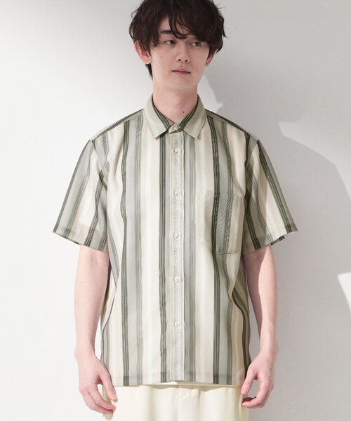 THE SHOP TK （ザ ショップ ティーケー ）の「メッシュ ストライプ半袖シャツ 洗濯機OK／通気性◎（シャツ/ブラウス・メンズ・ベージュ系その他5/ブラック系2/ブルー系その他4・04/03/02）」の16枚目の写真