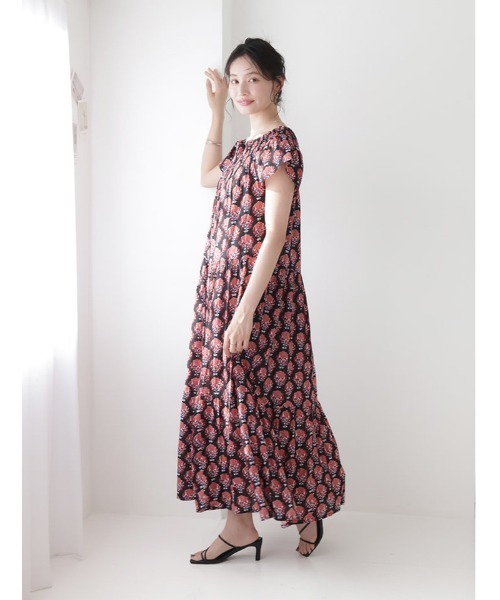 fifth（フィフス）の「キャンブリックブロックプリントティアードワンピース（ワンピース・レディース・ブルー/ブラック・M）」の5枚目の写真