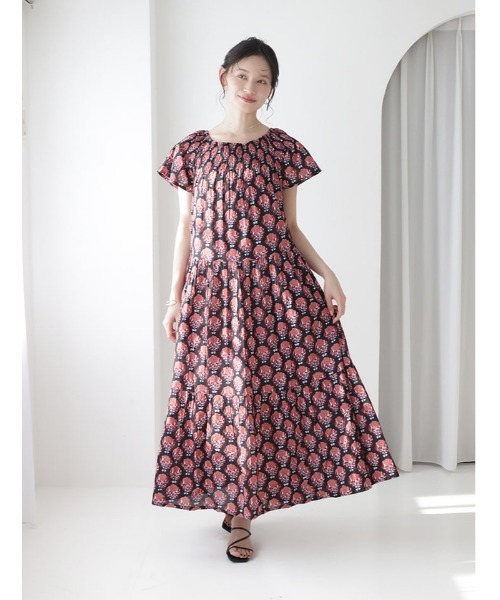 fifth（フィフス）の「キャンブリックブロックプリントティアードワンピース（ワンピース・レディース・ブルー/ブラック・M）」の7枚目の写真