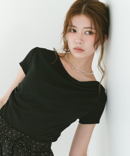 VANNIE U(ヴァニーユー)の「フィットドレープカットソー(Tシャツ/カットソー・レディース・ブラック/アイボリー/ライトブルー・FREE)」の20枚目の写真