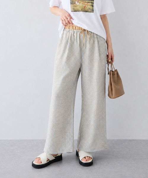 CRAFT STANDARD BOUTIQUE(クラフトスタンダードブティック)の「サッカーチェックイージーパンツ(その他パンツ・レディース・ライトブルー/グレー・L/M)」の1枚目の写真