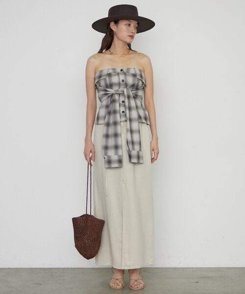 LOUNGEDRESS（ラウンジドレス）の「《一枚で着映える》シャツビスチェ（シャツ/ブラウス・レディース・グレー/ブルー・FREE）」の6枚目の写真