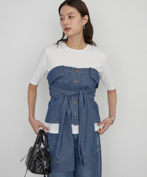 LOUNGEDRESS（ラウンジドレス）の「《一枚で着映える》シャツビスチェ（シャツ/ブラウス・レディース・グレー/ブルー・FREE）」の20枚目の写真