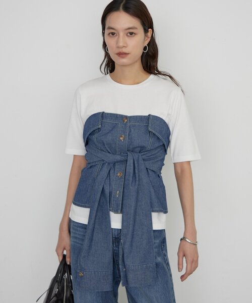 LOUNGEDRESS（ラウンジドレス）の「《一枚で着映える》シャツビスチェ（シャツ/ブラウス・レディース・グレー/ブルー・FREE）」の21枚目の写真