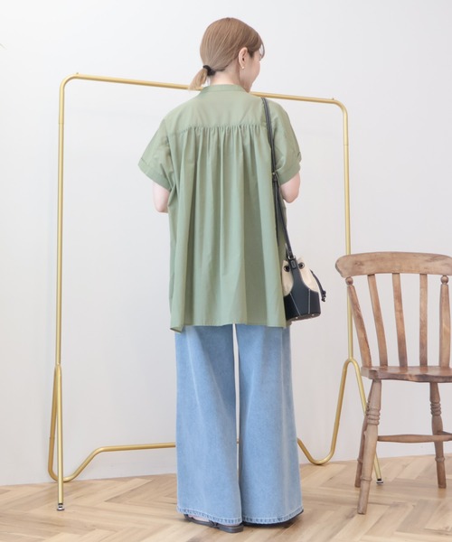 AMERICAN HOLIC(アメリカンホリック)の「【WEB限定】イージーケア+接触冷感 フレンチスリーブギャザーシャツ(シャツ/ブラウス・レディース・ブラック/モカ/アイボリー/カーキ・L/M)」の6枚目の写真