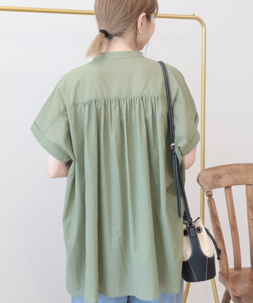 AMERICAN HOLIC(アメリカンホリック)の「【WEB限定】イージーケア+接触冷感 フレンチスリーブギャザーシャツ(シャツ/ブラウス・レディース・ブラック/モカ/アイボリー/カーキ・L/M)」の8枚目の写真